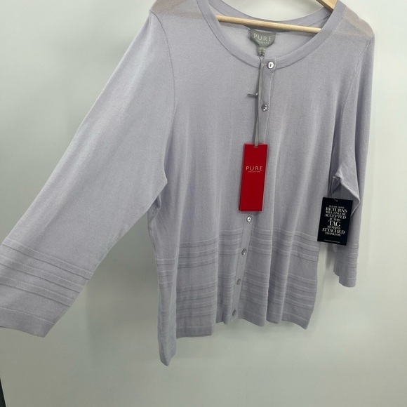 Pure Collection XL NWT 100% Cotton Light Purple Button Front Cardigan - Picture 7 of 11